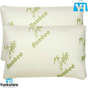 2 X Bamboo Shredded HollowFibre Pillow Orthopedic Head Neck Back Support Cushion