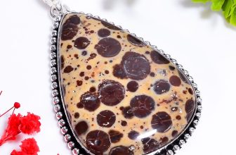 Asteroid Jasper Gemstone Vintage Handmade Jewelry925 Silver Pendant 2.5″ KK9568