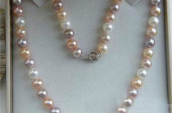 7-10mm Genuine Natural White Pink Purple Akoya Cultured Pearl Beads Necklace