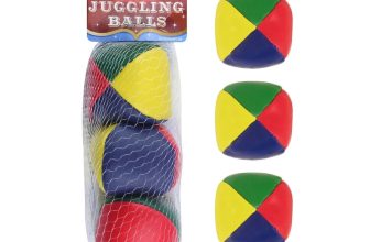 Set of 3 Juggling Balls Classic Circus Clown Coloured Learn to Juggle Set Toy
