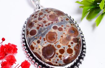 Asteroid Jasper Gemstone Vintage Handmade Jewelry925 Silver Pendant 2.1″ KK9521