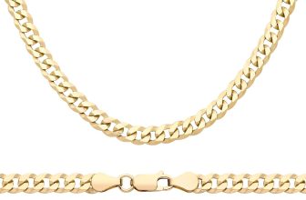 9ct Yellow Gold on Silver Diamond Cut Curb Chain 5mm 16″ 18″ 20″ 22″ 24″ 26″ 30″