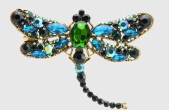 Vintage Inspired Exaggerate Green Emerald Crystal Dragonfly Gold Pin Brooch