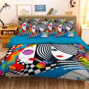 3D Doodle Girl Art 5 Bed Pillowcases Quilt Duvet Cover Set Single King UK Lemon