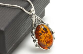 NATURAL BALTIC AMBER Jewellery Gemstone STERLING SILVER 925 PENDANT NECKLACE