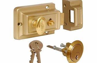 60mm Traditional Nickel Finish Rim Night Latch Extra Security with 3 Keys