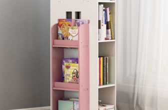 3 Tier Kids Bookshelf Castle Display Bookcase Toys Book Storage 360° Rotary Pink
