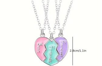 3 PIECE SET NECKLACES  Heart Broken Stitching Magnetic Best Friend PENDANT