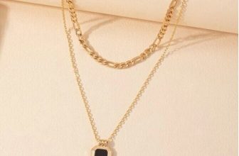 Womens Beautiful Geometric Layered Necklace Decor Gold Metal Black Pendant Gift