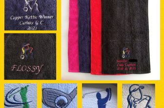 GOLF TOWEL – PERSONALISED EMBROIDERED – INITIALS / NAME – GROMMET & HOOK 550GSM