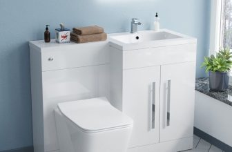Nes Home RH 1100 mm L-Shape White Basin Vanity Unit WC BTW Rimless Toilet