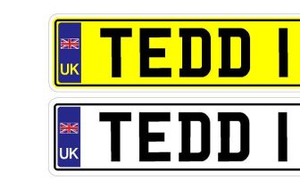 Kids Personalised Number Plates Toy CAR Ride On Self Adhesive Stickers x2