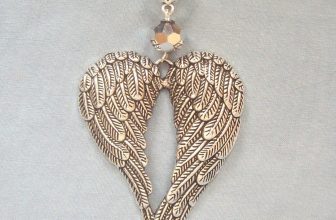 Large Guardian Angel Wings Silver Crystal Pendant 32″ Long Chain Necklace