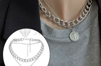Simple Double Layered Jewelry Chunky Silver Chain Choker Coin Pendant Necklace