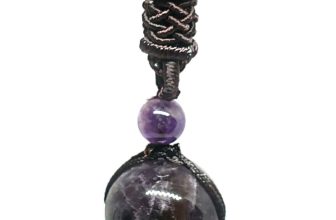 Amethyst Bead Pendant Gemstone 16mm Ball Necklace Chakra Stone Corded Jewellery