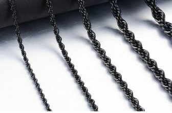 *UK* Black Stainless Steel 316L Mens Rope Twist Chain Necklace Link Chunky Boys