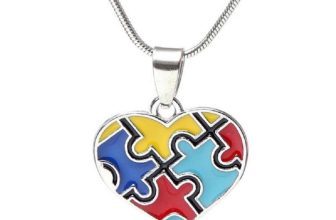 Autism Awareness Necklace Heart Bright Puzzle Piece Pendant Charms Jewellery UK