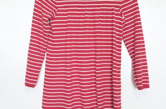 HANNA ANDERSON Long Sleeve Dress Girl Size 8 Red Striped Cotton Tunic All Season