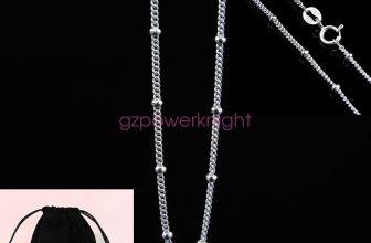 Genuine 925 Sterling Silver Necklace 1.2mm Curb Chain 1.8mm Bead Stamped Italy