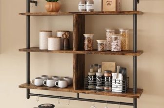 3 Tier Floating Shelving Bookshelf with Hooks for Living Room Kitchen Balcony UK
