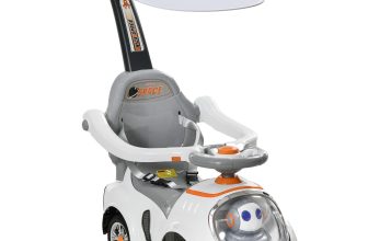 AIYAPLAY 3 in 1 Ride on Push Car, Cartoon Robot Foot to Floor Slider – White