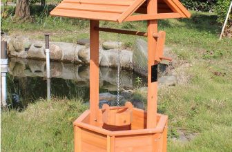 Gr8 Garden Wooden Wishing Well Bucket Planter Plant Flower Pot Patio Ornament