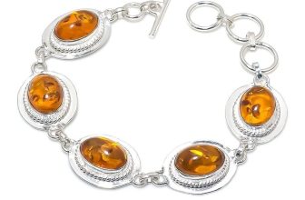Baltic Amber Gemstone Handmade 925 Sterling silver Jewelry Bracelet Size 7-8″