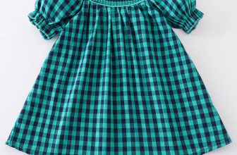 Little Girls Smocked & Embroidered Blue Plaid Short Sleeve Bishop Dress Size 8