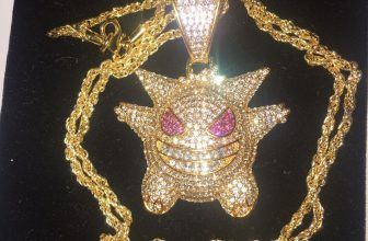 Gengar Pokemon pendant necklace gold chain shiny diamond icy rapper jewellery