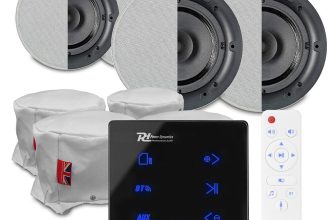 Bluetooth Ceiling Speaker Set – A100B with 4x QI65CB with Fire Hood Installation