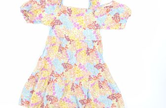 NEXT Girls Multicoloured Floral Cotton Fit & Flare Size 8 Years Square Neck – Ru
