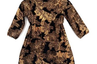 Rita Co Rita Kids Designer Dress Girls Size 8 Black and Copper Foil Flowers