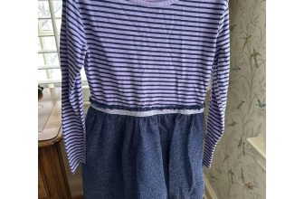 Cat & Jack Girls Sz. 7/8 Blue Purple Stripped Top/ Bottom Tutu Dress