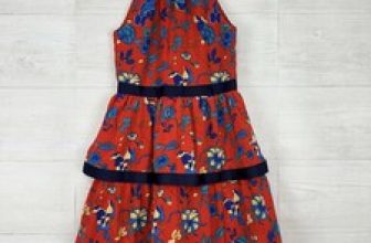 Janie & Jack Tiered Midi Dress Girls Size 8 Floral Red Blue Sleeveless Ruffles