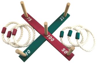 Garden Quoits Ring Toss Rope Pegs Hoopla Wooden Outdoor Indoor Indoor Fun Game