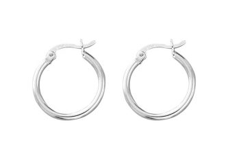 Sterling Silver 2mm Creole Hoop Earrings 18mm