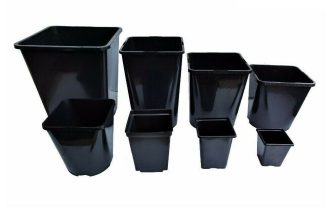Square Plant Pot 0.25 0.75 1 2 3 5 5.5 11 L Strong Black Plastic Hydroponic Pots