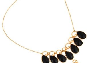 Handmade Faceted Black Onyx Charm Twisted Wire Vintage Style Pendent Necklace