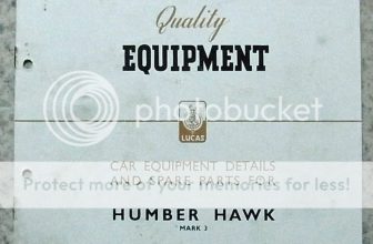 LUCAS HUMBER HAWK Mk 3 Car Equipment & Spare Parts List  1949 #CE 465
