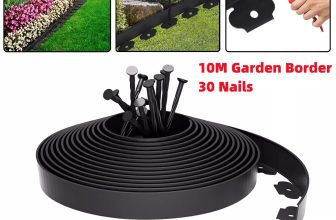 10 Metre Black Flexible Garden Border Grass Lawn Path Edging With Plastic Pegs