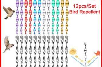 12Pc Bird Repellent Rods | Reflective Spiral Scare Pigeon Deterrent Garden Wind