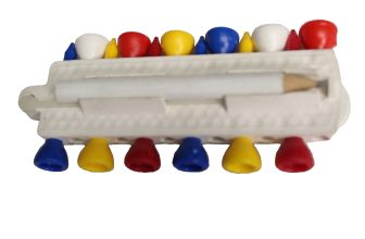 Plastic Golf Tee Holder + Pencil + Pitch Repairer + 12 Short Plastic Tees White