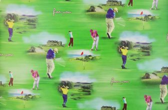 Men’s Golf  Wrapping Paper Father’s Day Retro Style Gift Wrap – 2 Sheet 2 Tag