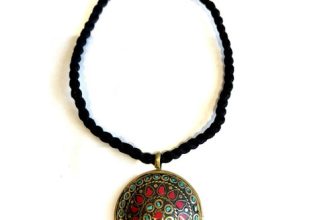 Handmade evade enamell ethnic necklace vintage plate Nepal jewellery