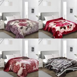 Modern Reversible 2 Ply Heavy Weight Blankets Luxury Warm Bed Throw King Size