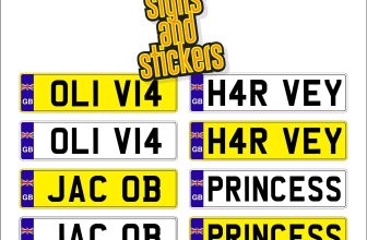 4 X KIDS PERSONALISED NUMBER PLATES CHILDREN RIDE ON CAR SELF ADHESIVE STICKERS