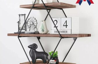Floating Wall Mounted Display Shelf 3 Tiered Wooden Shelves Black Frame Shelving