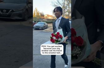 She was so happy when her big brother asked his friend to the sneaker ball. #bigbrother #babysister