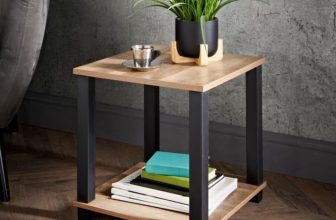 2 Tier Side Table Walnut Finish with Shelf Livingroom Bedroom Coffee End Table