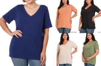 1X 2X 3X Women V-Neck T-Shirt Short Sleeve Soft Stretch Basic Tee Plus Size Top
